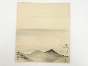 周熈筆　風景図　肉筆色紙